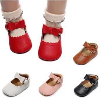 0-18 м; нова детски обувки; модел обувки на принцесата; нескользящие гумени маратонки на равна подметка, от изкуствена кожа за новородени момичета; Аксесоари