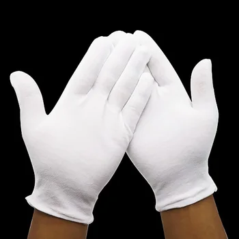 1 Чифт Бели Ръкавици, Меки памучни Ръкавици, Бижута, Сребърни проверка Ръкавици, Еластична Ръкавица с подплата