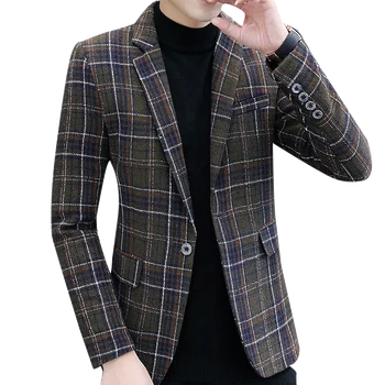 2022, нов стил, карирани M-3XL, модерен мъжки оборудвана есента корейски случайни малък костюм, сако, палто