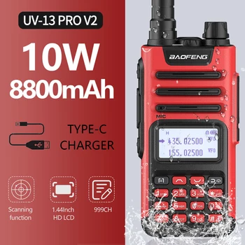 Baofeng UV-13 PRO V2 Преносима радиостанция Висока Мощност 999 CH двойна лента UHF-VHF Водоустойчив Предавател Добавите USB Зарядно устройство за Актуализирате UV5R