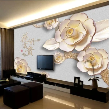 beibehang Тапети по поръчка, 3D релефи, цветя, богата на фреската, на фона на телевизор, тапети за хол, спалня, 3D тапети papel de parede