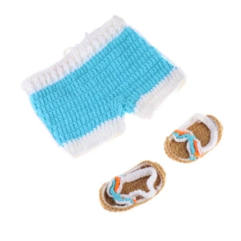 Crochet топене с обувки за снимки на новородени, подпори за фотография 100 дни Снимка
