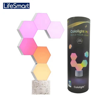 LifeSmart Cololight Pro Smart Quantum Light Комплект Led 16 Милиона Цвята, Свързващ 6 Блокове с каменна основа, Работи с Алекса Google