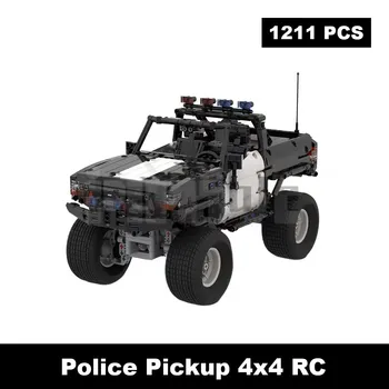Moc-25336 Градски полицейски пикап, строителни блокове, играчка в стил мозайка, модел, черен дистанционно управление, детски Играчки за възрастни, подарък