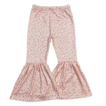 P0055 Нови оранжеви панталони от млечен коприна на точки, ежедневни прости разкроена панталони за малки момичета