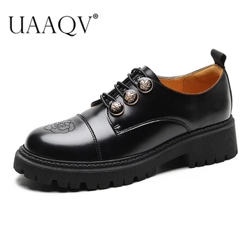 UAAQV/Черни Дамски oxfords на платформата, Ежедневни дамски обувки-лодки, Тенденция на Пролетно-лятна Дизайнерски Дамски обувки на луксозния ток
