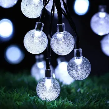 WorldSky Solar String Светлини Открит Многоцветен 30 Led Кристална Топка, Коледни Елхи, Декор за парти в градината, Страхотна Лампа Мечти