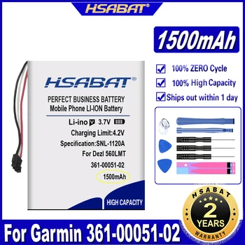 Батерия HSABAT 361-00051-02 1500 mah за Garmin Dezl 560LMT, Dezl 560LT, Dezl 650LM, сателитна навигация, nüvi 52LM 5 