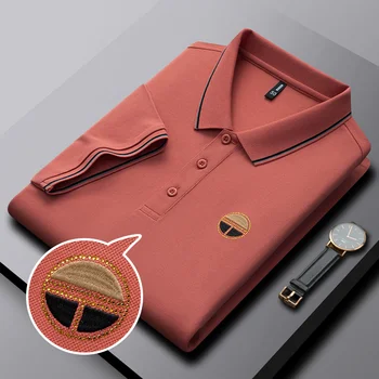 Висококачествена и модерна мъжка риза поло с къс ръкав hot diamond, лятна 100% памучен удобни дишащи бизнес ежедневни тениска