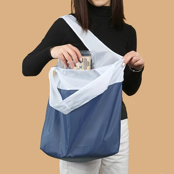 Дамски Сгъваема Чанта за Пазаруване с Голям Капацитет Преносими Екологични Торбички за Пазаруване Ежедневна чанта Синя Чанта За съхранение