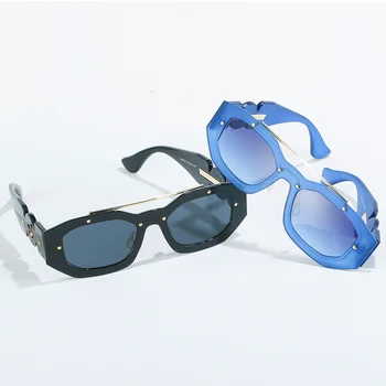 Модни Слънчеви Очила в стил Пънк, Мъжки Реколта Y2K, Декоративни Полигональные Очила, Дамски Луксозни Маркови Дизайнерски 2000-те, Пролетната Уникални Слънчеви Очила