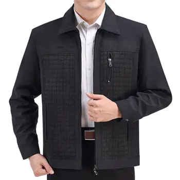 Мъжки демисезонные бизнес Ежедневни якета с Отложным яка с цип, на Горно Облекло за Мъже на Средна Възраст, Тънка яке за Мъже Q506