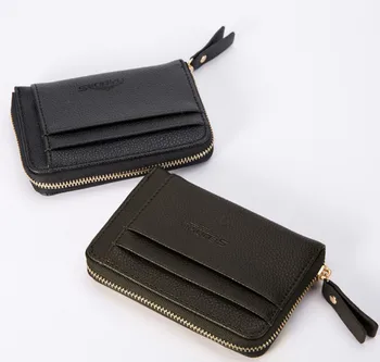 Мъжки кожени бизнес портфейл ретро портфейл на високо качество с джобове за кредитни карти, кожен тънък мини-портфейл, малка чанта за пари