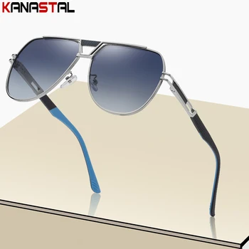Мъжки поляризирани слънчеви очила с UV400, двухлучевые слънчеви очила с метални рамки за очила 