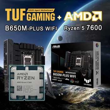 Новият Процесор на AMD Ryzen 5 7600 R5 7600 + дънна Платка ASUS TUF GAMING B650M PLUS WIFI Micro ATX AMD B650 Слот за памет DDR5 дънна Платка AM5