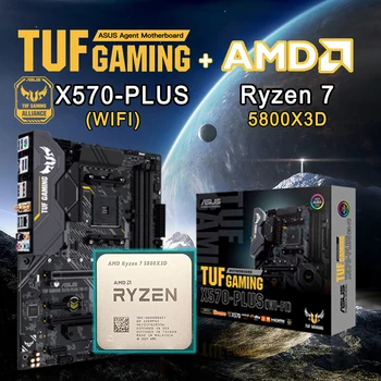 НОВИЯТ Процесор на AMD Ryzen 7 5800X3D + ASUS TUF GAMING X570-PLUS (WI-FI) AM4 DDR4 128 GB X570 дънна Платка ПРОЦЕСОР Подходящ за настолни компютри, компютърни Аксесоари