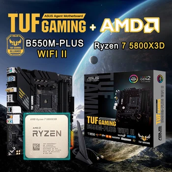 НОВИЯТ Процесор на AMD Ryzen 7 5800X3D ах италиански хляб! r7 5800X3D + дънна Платка ASUS TUF B550M PLUS WIFI II Процесор AM4 Micro-ATX B550M 128 G 4600 Mhz