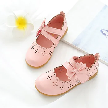 Обувки за момичета; пролетно обувки на принцесата; кожа обувки за деца; танцови обувки на плоска подметка с бантиком-пеперуда за момичета-детски балет апартаменти; ежедневни маратонки