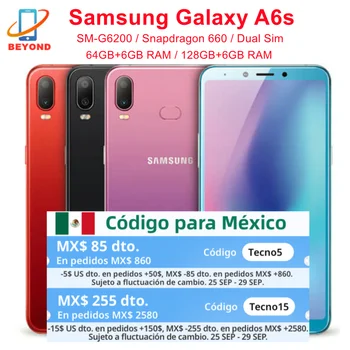 Оригинален Samsung Galaxy A6s G6200 с две Sim-карти, восьмиядерный 6-инчов чипсет Snapdragon, водоустойчив, Play Store