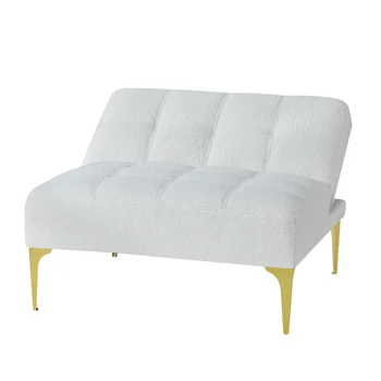 Разтегателен диван-легло Със златни метални крака и една плюшена кърпа, подходящ за хол и спалня, лесно лукс