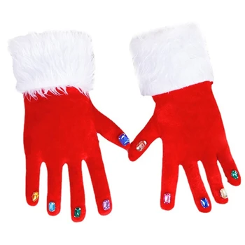 Ръкавици на Дядо Коледа Женски Коледни ръкавици на Дядо Коледа Ръкавици от Велета за Коледно парти Секси костюм на Дядо Коледа за жени M6CD