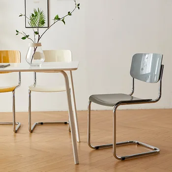 Скандинавски минималистичен домашен стол за хранене, стол за спални, кабинет, офис, магазин, модерен и креативен стол с пластмасова облегалка, Чист Червен Тоалетка, стол