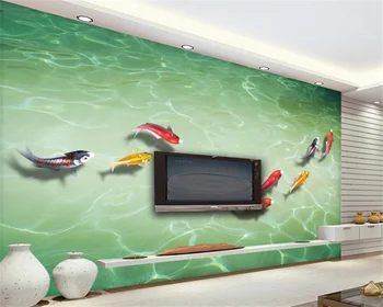 Тапети по поръчка модерен минималистичен фигура с девет рибки, ръчно рисувани риба, хол, ТЕЛЕВИЗОР, фон, за украса на стени, стенни картини