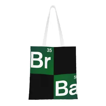 Чанта за покупки от рециклирани Breaking Bad Elements, дамски холщовая чанта-тоут на рамото, здрави торбички за пазаруване в хранителни магазини Heisenberg ТВ Шоу