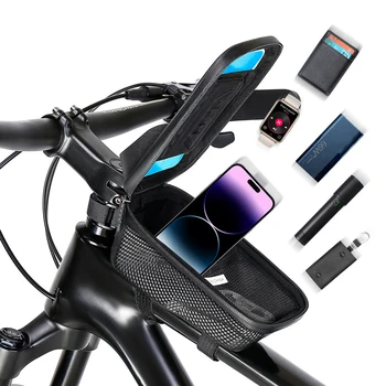 Чанта за Предната част на Рамката на колелото, водоустойчив Калъф за телефон със сензорен Екран, Притежателят на Горната Тръба, Чанта за съхранение, Аксесоари за Шосейни велосипеди МТБ,