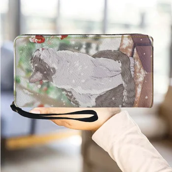 Чантата е от изкуствена кожа с приятен котка с изображение на животно, луксозен портфейл за отдих на открито, чанта за мобилен телефон, държач за карти с цип, за съхранение на