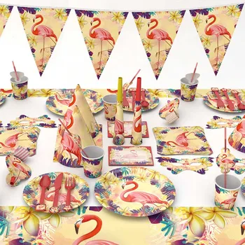 2019 Нов INS Творчески модел фламинго за украса на детски рожден Ден, комплекти за еднократна употреба съдове за готвене, принадлежности за детската душа c2648