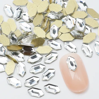 3D Шестиугольной форми на дизайн на ноктите Аксесоари от планински кристал Кристал кристал САМ Маникюр Бижута Доставка скъпоценни камъни Подробности за бижута с диаманти