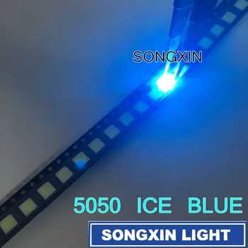50ШТ 5050 ледено сини smd Plcc-6 5050 smd led диоди ледена синя вода прозрачна син светодиод 5.0*5.0*1.9 мм