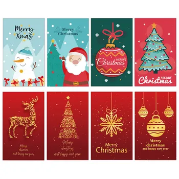 50шт Дядо Коледа/Снежен човек/Лосове Коледни Картички Коледни Поздравителни Картички За Подарък Кутия за Декорация Опаковане на Коледни Благодарствени Картички