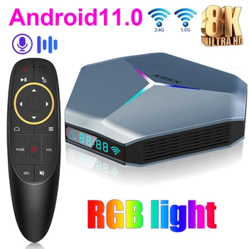 A95X F4 Android 11 Smart TV BOX 8K HD RGB Light Amlogic S905X4 4 GB 32 GB 64 GB 2,4 Г/5 г Двойна Wifi BT4.1 телеприставка