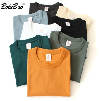 BOLUBAO, модни брандираната мъжки однотонная тениска, мъжки памучен тениска с къс ръкав, мъжки стилен просто тениска с кръгло деколте,