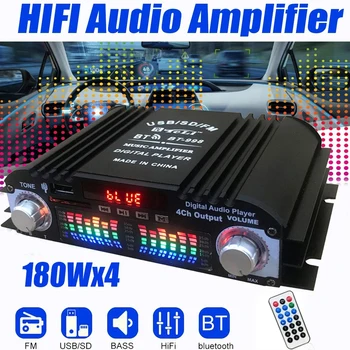 BT-998 Мини Hi-Fi Усилватели на Мощност Стерео Авто Домашно Аудио Цифров Усилвател на Звука LCD Дисплей, FM, SD, USB Бас DC 12V Bluetooth