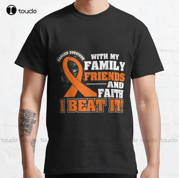 Family Faith I Beat It Лента за информираност за левкемия и рак, класическа тениска, мъжки тениски, с кръгло деколте, градинска дрехи, мъжки ризи Оверсайз