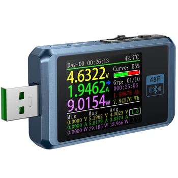FNIRSI-FNB48P Bluetooth USB Тестер за батерии Type-c Бързото Откриване на зареждане на Спусъка Измерител на Капацитет Пульсационный монитор Волтметър Амперметър
