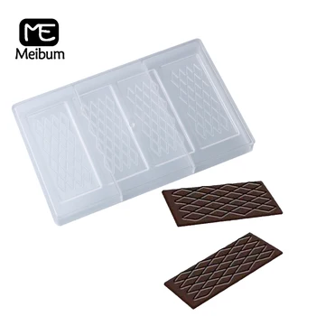 Meibum Форма за шоколад от поликарбонат с 4 кухини, направи си сам, форма, във формата на диамант и ленти, форма за бонбони, Украса на тортата, Сладкарница форма