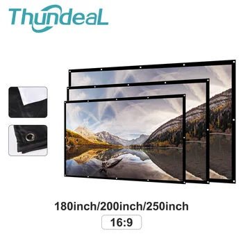 ThundeaL180 200 250 300 Инча Преносим Led Проектор 16:9 Бяла Завеса Прожекционен Екран Платно Матово Бял 3D HD прост завеса