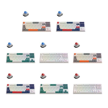 Детска клавиатура с 87 клавиши, син, червен, преминете RGB, безжична ръчна клавиатура с възможност за 