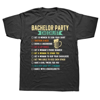 Забавна Тениска за ергенско парти С Контролния Списък, Риза За Младоженеца, Градинска Облекло За моминско парти С Къс Ръкав, Подаръци За Рожден Ден, Лятна Стилна Тениска За Мъже