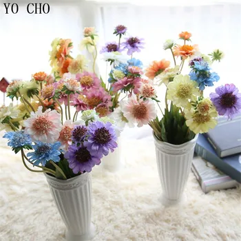 Йо CHO 4 Глави Висококачествени копринени цветя, цветен Букет от рози, маргаритки, изкуствени цветя за домашен кабинет, сватбена украса