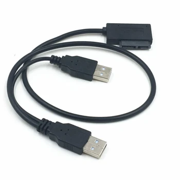 Кабел адаптер за USB 2.0 SATA USB-SATA 7PIN + 6PIN 2,5-инчов твърд диск за лаптоп кабел за оптично устройство, кабел за предаване на данни