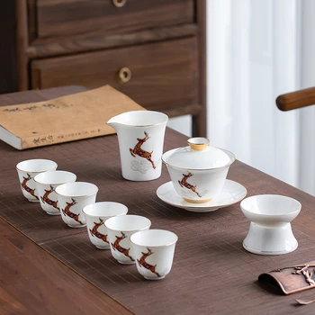 Керамични чай комплект Керамични златна ръчно рисувани Чай Битова керамика чаша за вода Декорация на дома, за подарък на човек