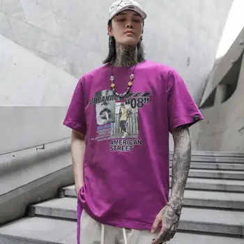 Мъжка лятна риза на лилаво на цвят в стил хип-хоп с къс ръкав, модни дамски тениски с 3D принтом, реколтата, ежедневни тениски, потници