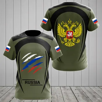 Русия, мъжки тениски, ежедневни свободни тениски с кръгло деколте, руски флаг, блузи с къс ръкав, мъжки дрехи, фланелка Оверсайз, градинска облекло, тениски