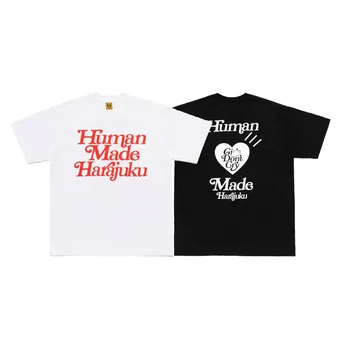 Тениска с Надпис Human Made Harajuku, Мъжки И Дамски Ежедневни Тениска За Момичета Don ' t Cry, Върхове с Принтом на Сърцето, Къс Ръкав С Бирками