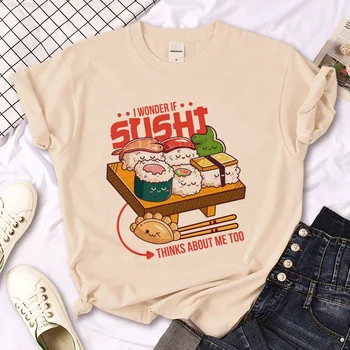 Тениска със суши женска тениска с мангой harajuku градинска тениска дамски забавно облекло